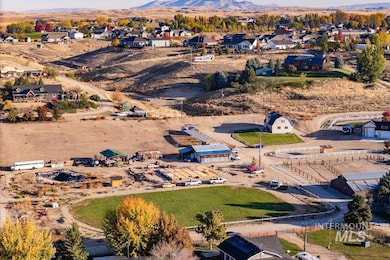 Aerial perspective of suburban area featuring mountains