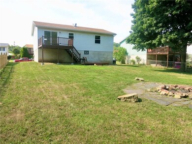 Refinished deck off of dining room. Large backyard