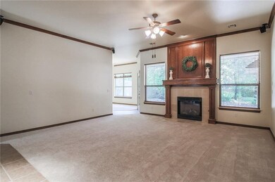 Living area with fireplace