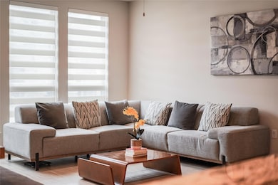 Living area with wood finished floors