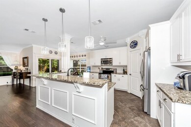 Kitchen with granite countertops.