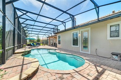 Crystal blue pool with water feature