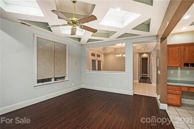 Living Room/Family Room with coffered ceiling