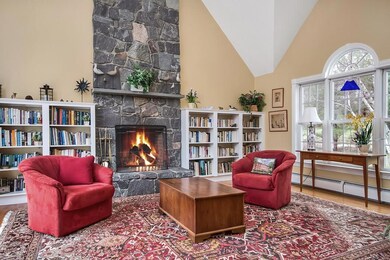 Library with grande wood burning...