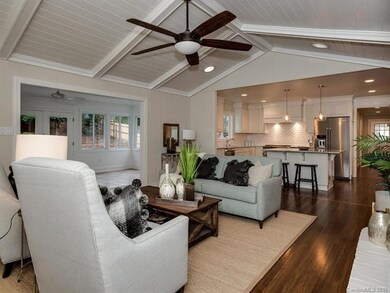 Vaulted tongue and grove ceilings accent the open 