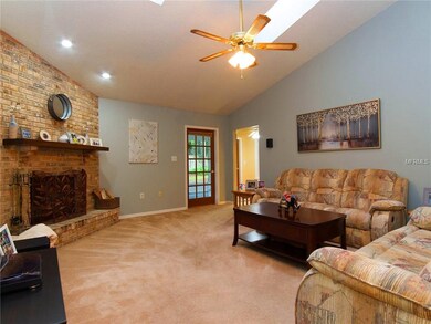 living room and fireplace