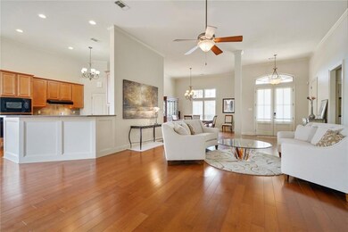 View from fireplace into living room, front door,