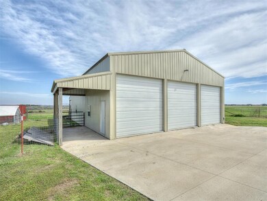Garage with a lawn