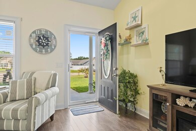 Foyer with dark wood-type flooring