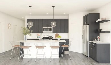 Kitchen with pendant lighting