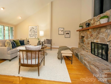 Large living room with a soaring vaulted ceiling!