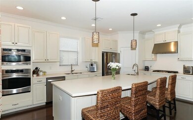 Expansive island with cabinets on both sides