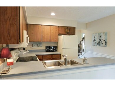 The kitchen features ample counter and cabinet spa