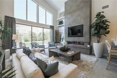 Great Room (19x17) with Fireplace and sloped ceili