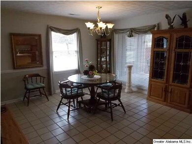 Eating area with tile floors
