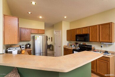 Kitchen with bar area.