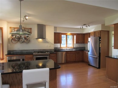 Newly remodeled kitchen with granite counter tops.