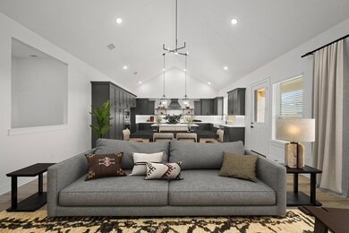 Great room with soaring vaulted ceiling