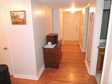 Foyer with nice hardwood flooring.