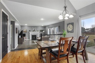 The dining area overlooks the family room.  The do