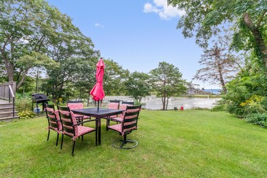 overlooking the pond beside the deck