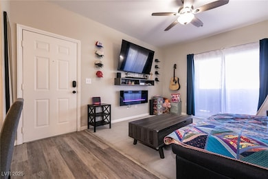 Laminate wood entry to unit.
