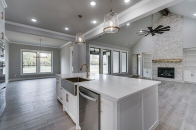 brushed gold fixtures, HUGE island