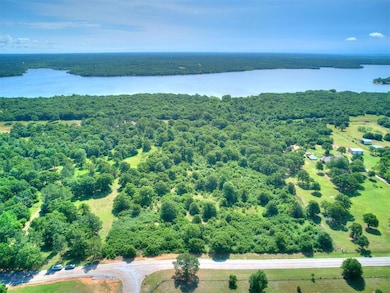 Drone / aerial view of a large body of water and a heavily wooded area