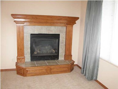 The living room has a gas fireplace and lots of ex