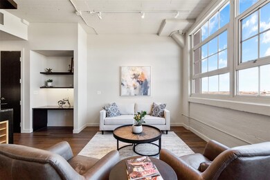 Living room featuring dark hardwood / wood-style f