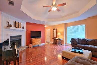 Living Room with Vaulted Ceilings, Wood Burning Fi