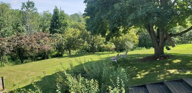 Lawn & fields off deck to left rear w-st