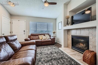 Inviting living room centers around a cozy gas fir