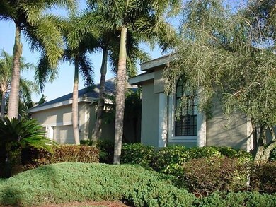 Mature landscaping with lighting. 
