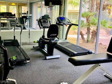 Exercise room featuring carpet flooring