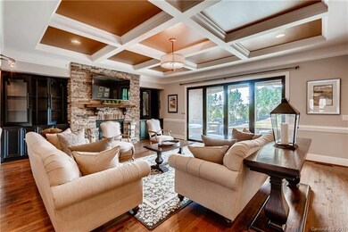 Large Great Room offers an impressive stacked-ston
