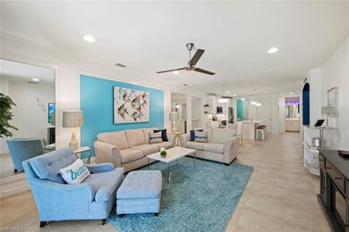 The open floor plan has large great room, dining a