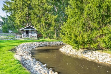 Log cabin with wood burning fireplace inside, amaz