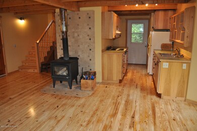 Galley kitchen on lower level