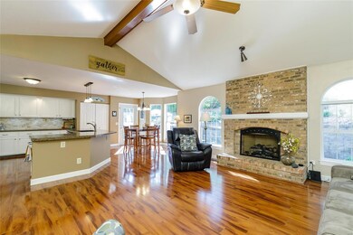 Large vaulted great room with vent less gas logs a