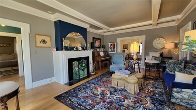The downstairs living area is large and includes a
