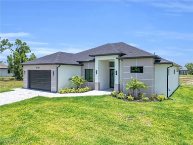 View of front of property featuring stucco siding,