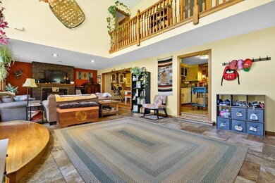 Family room is connected to dining room and kitchen