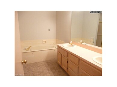 The master bathroom offers a double sink, jacuzzi 