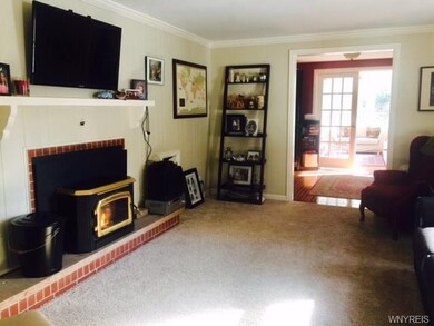 Fireplace Insert and Crown Molding in Living Room