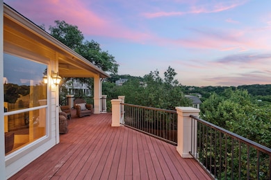View of deck at dusk