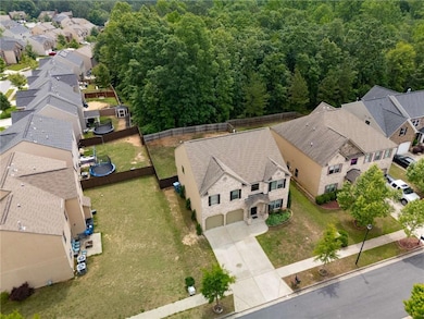 Aerial perspective of suburban area featuring a he