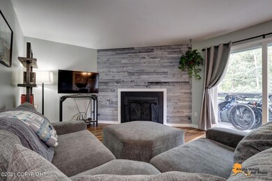 Cozy fireplace w/ shiplap