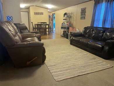 Living room with a textured ceiling and lofted cei