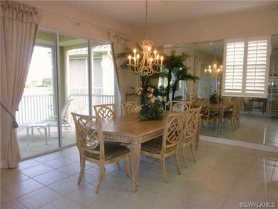 Large dining area with mirrored wall